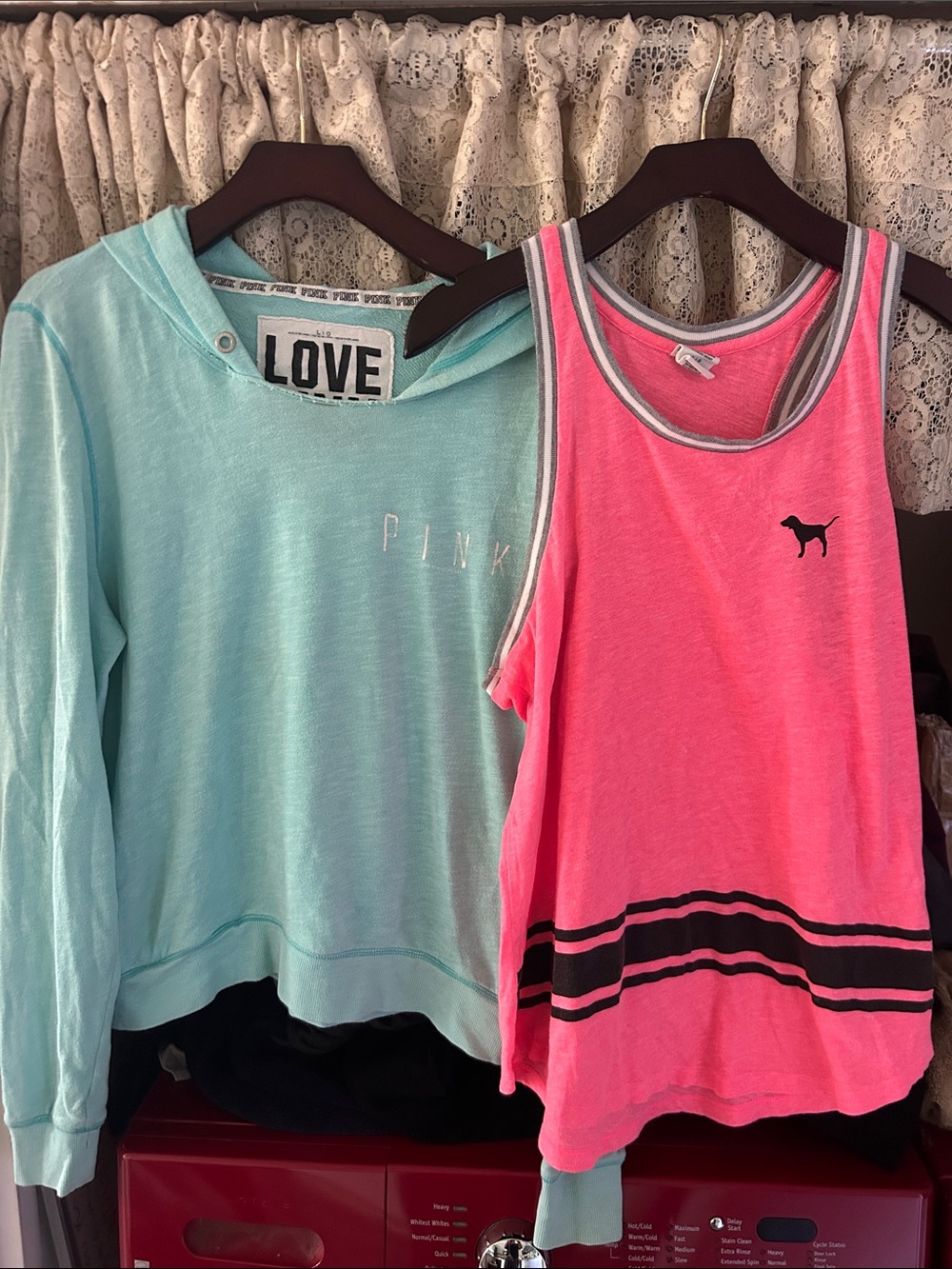 PINK Victoria's Secret Mint Hoodie & Hot Pink Tank bundle
